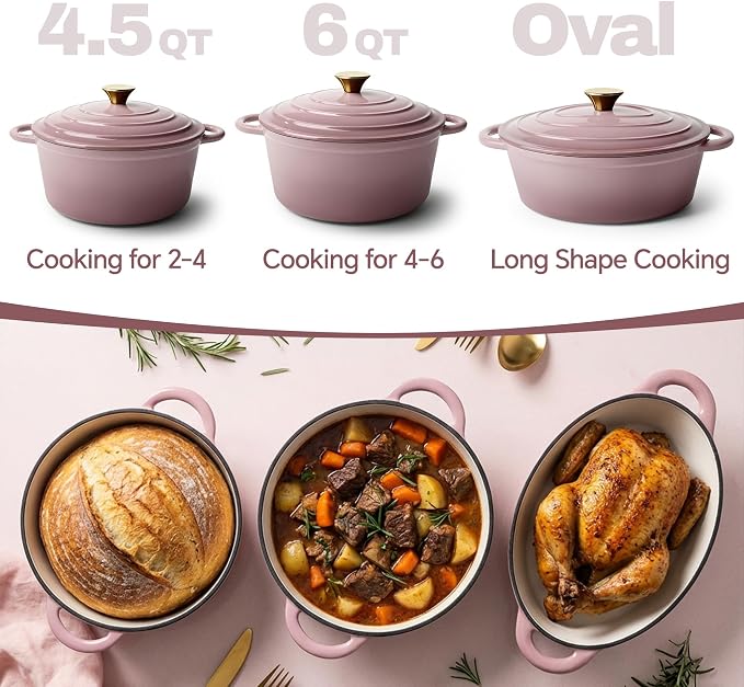 4.5 Quart Dutch Oven Pot with Lid, Non Stick Enameled Cast Iron Dutch Oven - Image 2
