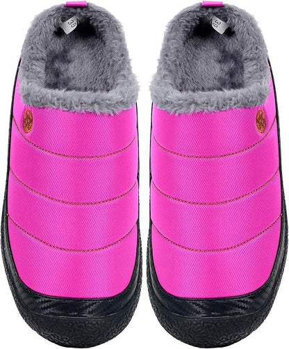 Womens Mens House Slippers Slip on Snow Winter Warm Fully Fur Lined Slippers - Image 6
