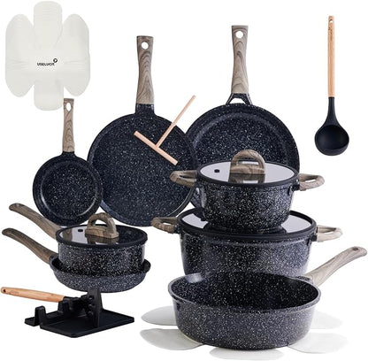 Pots and Pans Set Non Stick Non-Toxic 22 Pcs Ceramic Cookware Sets Nonstick by useluck