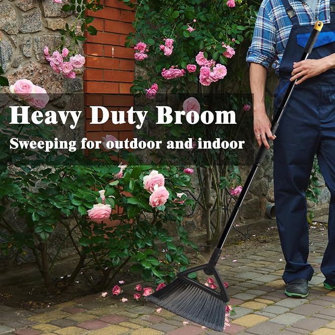 Outdoor Indoor Broom Heavy Duty, 4 Pack Commercial Angle Broom, Ideal of House - Image 9
