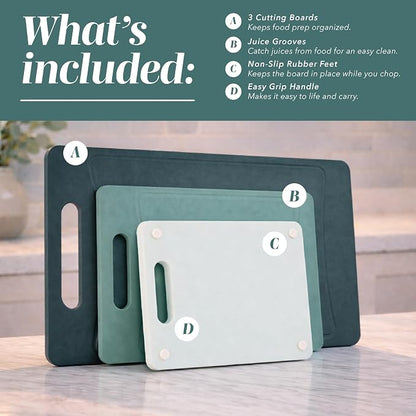 COOK WITH COLOR Non-Slip Cutting Board Set – Kitchen Essentials with Easy Grip - Image 2