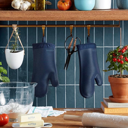 KITCHENAID Ribbed Soft Silicone Oven Mitt 2-Pack Set, Ink Blue - Image 2