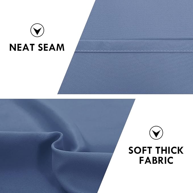 DWCN Blackout Curtains – Thermal Insulated, Energy Saving & Noise Reducing Bedroom and Living Room Curtains, Dusty Blue, W 52x L 54 Inch, Set of 2 Rod Pocket Curtain Panels