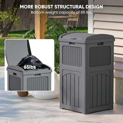 Patiowell 36 Gallon Outdoor Trash Can, Resin Outdoor Garbage Can - Image 4