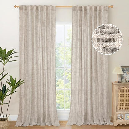 YoungsTex Natural Linen Curtains 90 Inches Long by YoungsTex