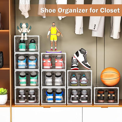 10 Pack Thicken Shoe Organizer Stackable, Upgraded Sturdy Shoe Storage Box - Image 6