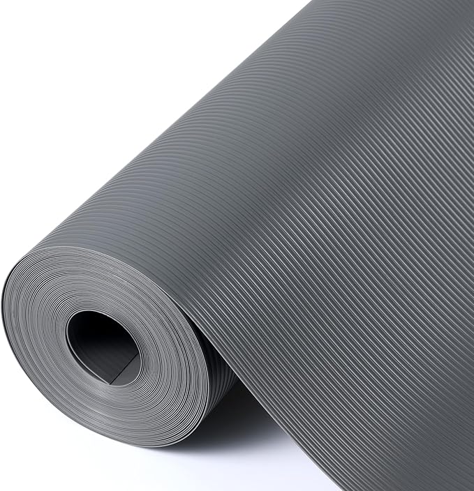 Shelf Liners for Kitchen Cabinets Drawer Liner Non Adhesive Cupboard Mat EVA Material Waterproof Refrigerator Mats Washable Fridge Liner for Cupboard and Desks Liner Gray 17.3 x 393.7 Inches