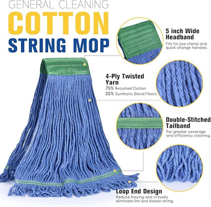 Matthew Cleaning Commercial Mop Head Replacement, 5 Inch Wide Headband - Image 3