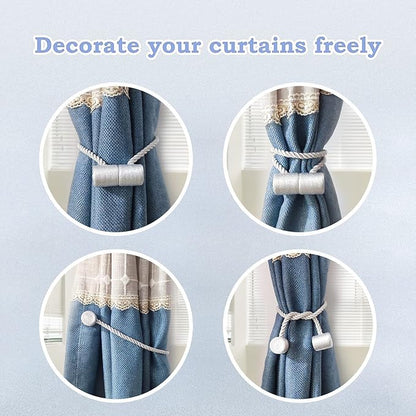 Hion Magnetic Curtain Tiebacks Black 2pcs, Curtain Tiebacks Buckles Holdbacks - Image 5
