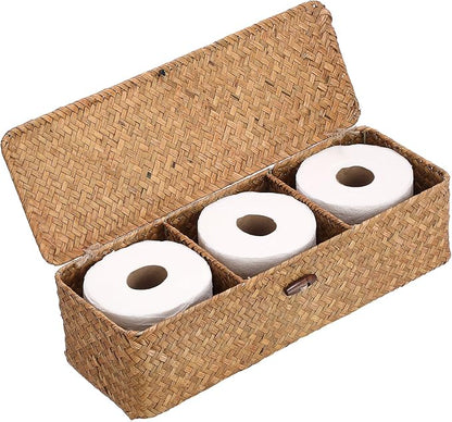 Hipiwe Handwoven Wicker Basket Box Rectangular Wardrobe Home Organizer by Hipiwe