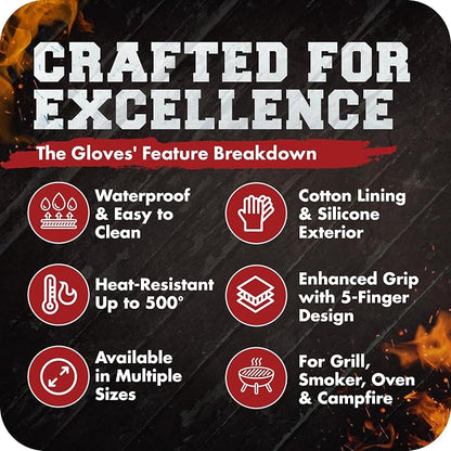 KITCHEN PERFECTION Silicone Smoker Oven Gloves -Extreme Heat Resistant BBQ - Image 6