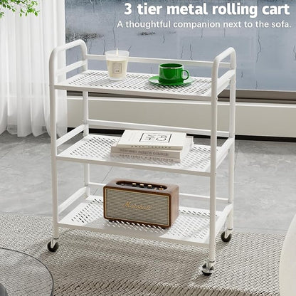HDANI 3 Tier Metal Rolling Heavy Cart Supports 40 Lbs Per Tier, Rolling Cart - Image 3