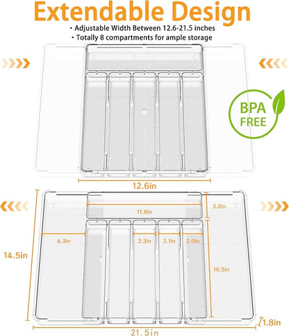 Silverware Drawer Organizer, Expandable Utensil Tray - Image 2