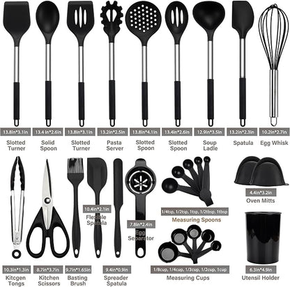 QMVESS Silicone Cooking Utensils Set, 446°F Heat Resistant Spatula, Spoons Set - Image 3