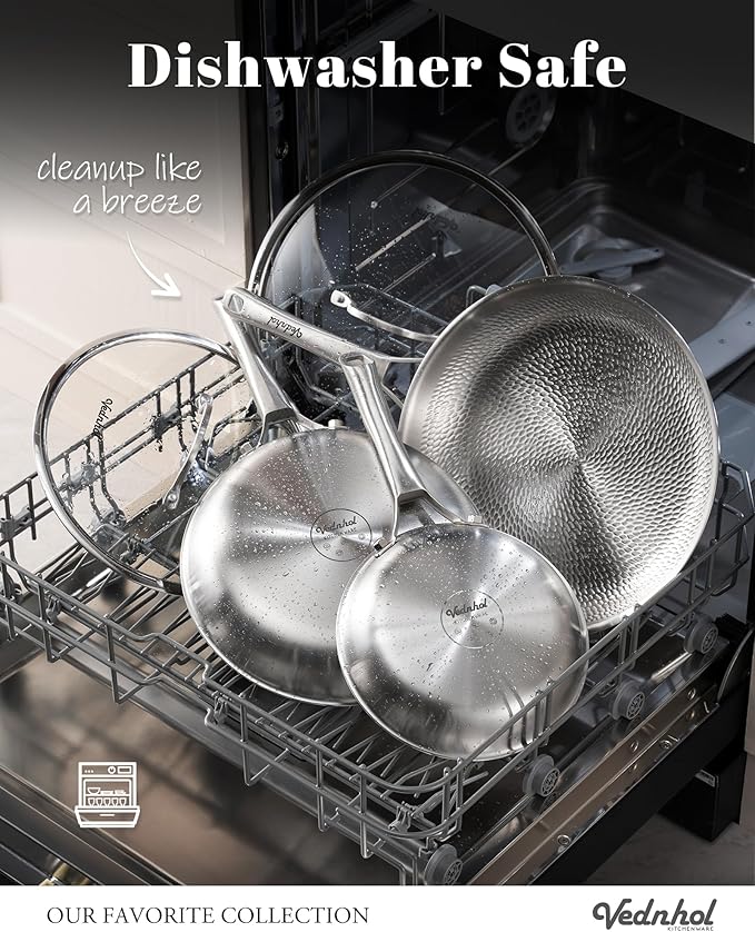 Titanium Au Gratin Pans Set 8/10/12 Inch, Pure Titanium Hammered Frying Pans - Image 6