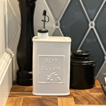 Fox Run White Ceramic Oil Can, 17 oz/500 ML Olive Oil Dispenser - Image 2