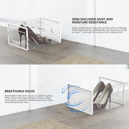 12 Pack X-Large Modular Clear Plastic Stackable Shoe Storage Organizer - Image 4