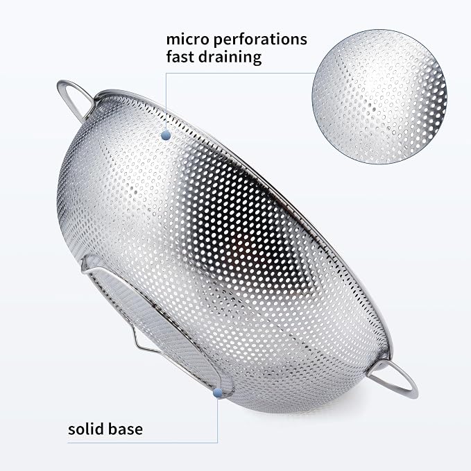 Gulex Colander Stainless Steel 5-Quart, Metal Strainers - Image 3