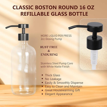 Ronasip Set of 5 Kitchen Soap Dispenser Set 16 Oz Glass Hand Dish Soap Dispenser - Image 4