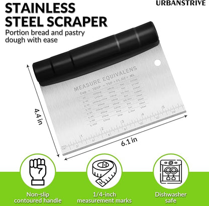 Urbanstrive Bench Scraper for Baking, Stainless Steel Dough Cutter and Scraper - Image 2