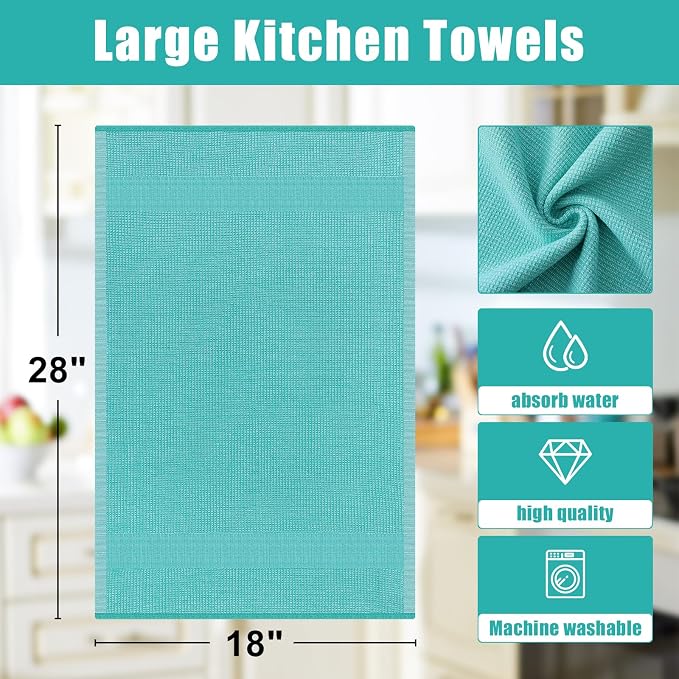 Homaxy Premium Kitchen Towels, Large Cotton Kitchen Hand Towels, Flat and Terry - Image 9