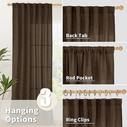 YoungsTex Brown Linen Kitchen Curtains 40 Inches Long - Image 6