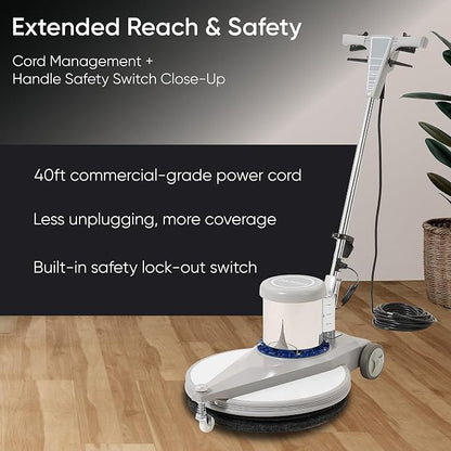 20" High-Speed Commercial Floor Burnisher, 1.5 HP, 1500 RPM, 40ft Cord - Image 7