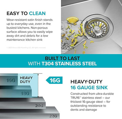 KRAUS Kore 36-Inch Undermount Workstation 16 Gauge Single Bowl Stainless Steel Kitchen Sink with Accessories, KWU110-36