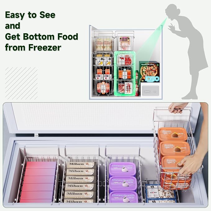 4-Pack Stackable & 1-Pack Hanging Chest Freezer Organizer Bins - Image 4