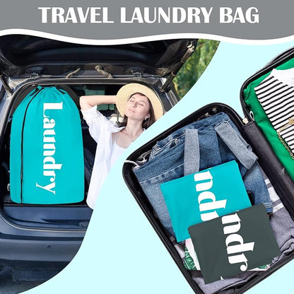 Sylfairy 2 Pack XL Laundry Bag with Strap,Heavy Duty Travel Laundry Bag,Rip-Stop Dirty Clothes Shoulder Bag with Drawstring,Easy Fit a Laundry Hamper or Basket Travel Essentials