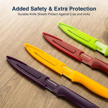 Gourmetop Paring Knife with Cover, Paring Knives Set of 4, 3.8" Paring Knife - Image 4