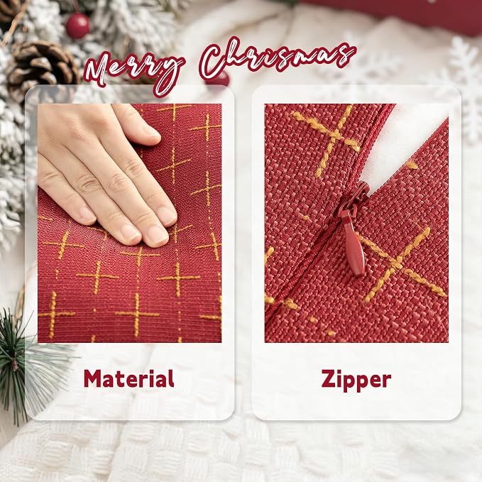 ZWJD Christmas Pillow Covers 26x26 Set of 2 Soft Polyester Textured Red Pillows - Image 4