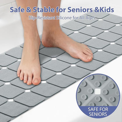 Bathtub Mat Non Slip Silicone Foldable Extra Long Tub Mat Strong Suction Cups & - Image 6