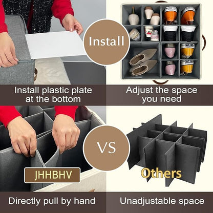 1 Pack Shoe Organizer for Closet, Adjustable Shoe Box Storage Containers - Image 3