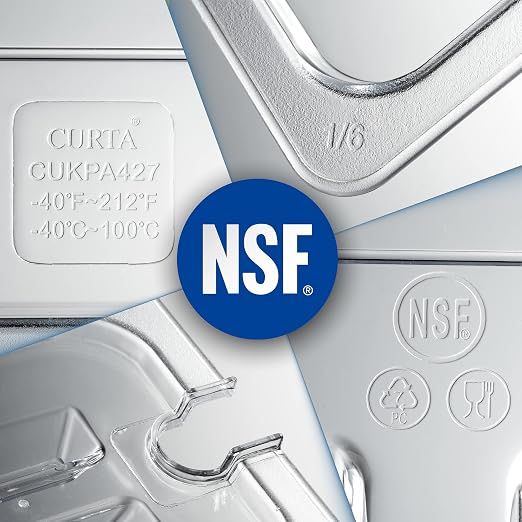 CURTA 6 Pack NSF Notched Food Pan Cover, 1/3 Size Clear Polycarbonate Lid - Image 6