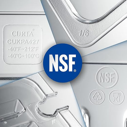 CURTA 6 Pack NSF Notched Food Pan Cover, 1/3 Size Clear Polycarbonate Lid - Image 6