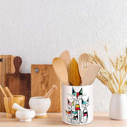 WILLBOND Cat Kitchen Decor Acrylic Kitchen Utensil Holder Crock Spoon Organizer - Image 6