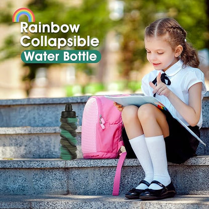 Collapsible Water Bottle for Adults, Boys, Students, Kids, Reusable Silicone Foldable Water Bottles for Travel Camping Hiking, Portable Sports Water Bottle, Camouflage