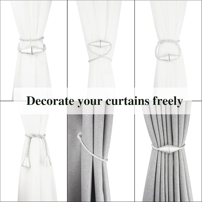 4 Pack Magnetic Curtain Tiebacks Rope Modern Handmade Curtain Tie Backs - Image 5