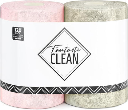 Fantasticlean Microfiber Cleaning Cloth Roll 2 Rolls 120 Pack, Tear Away by Fantasticlean
