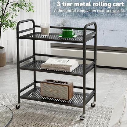 HDANI 3 Tier Metal Rolling Heavy Cart Supports 40 Lbs Per Tier, Rolling Cart - Image 4