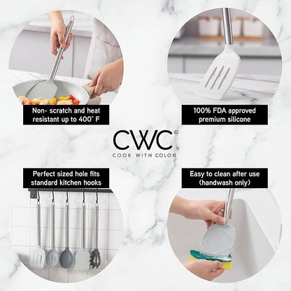 COOK WITH COLOR Silicone Cooking Utensils, Kitchen Utensil Set, Cooking Utensils - Image 3