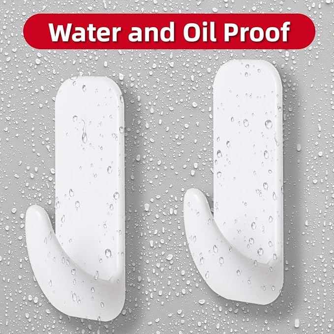 Wall Hooks for Hanging Heavy Duty, Large 12 Self Adhesive Wall with 16 Strips no Damage, Sticky for Key, Shower,Towel, Coat, Door, Hat