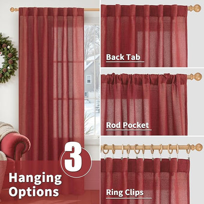 YoungsTex Red Linen Curtains 80 Inch Length - Image 6