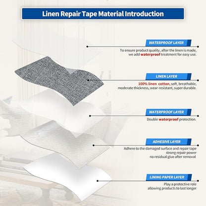 KING MOUNTAIN Linen Repair Patches, Self-Adhesive Fabric Patches, 4 X 63 inch - Image 3