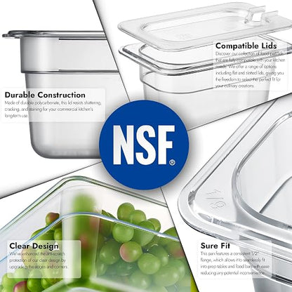 CURTA 6-Pack 1/9 Size 4" Deep NSF Polycarbonate Food Pans | Dishwasher & - Image 5