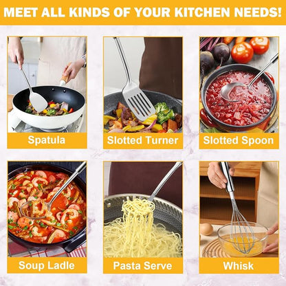 6-Piece Kitchen Cooking Utensils Set, Stainless Steel Kitchen Utensils - Image 3
