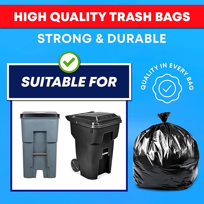 95-96 Gallon Trash Bags Heavy Duty Extra Large Trash Bags, 90 Gallon, 95 Gallon - Image 2