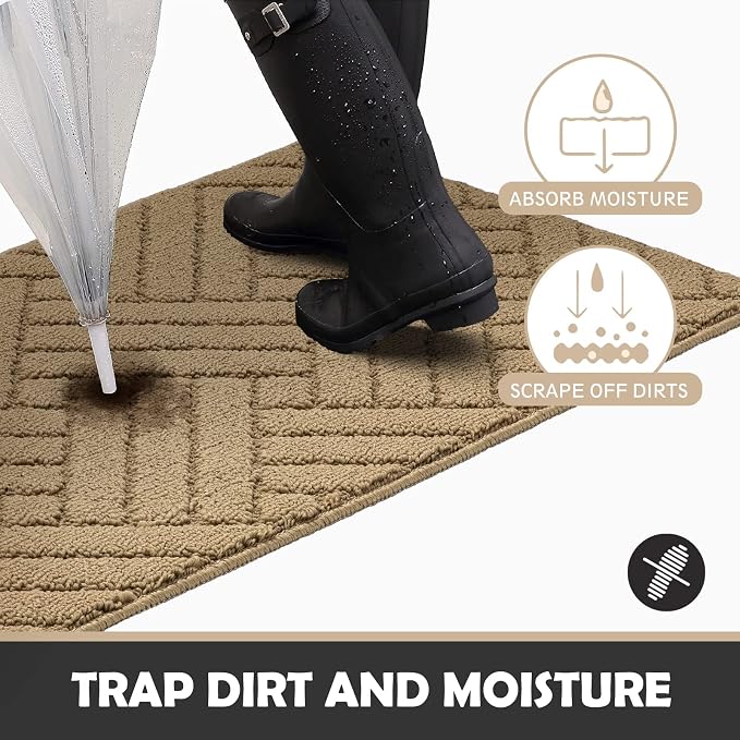 Door Mat Indoor Doormat, Heavy Duty Low-Profile Entrance Rugs, Absorbent Resist - Image 3