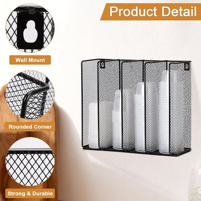 Wall Mount Portion Sauce Cup Lid Organizer 4 Compartments Iron Sauce Cup - Image 3